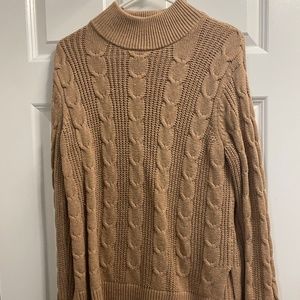 Banana Republic Camel cable knit mock neck sweater